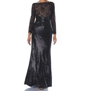 Tadashi Shoji Women's Black Aquila Lace Sequin Gown